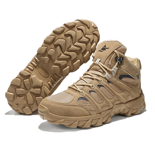 New Men High Quality Leather Boots Fishing Hunting Sneakers Desert Combat Men's Boots Outdoor Hiking Shoes Ankle Boots Work Safe