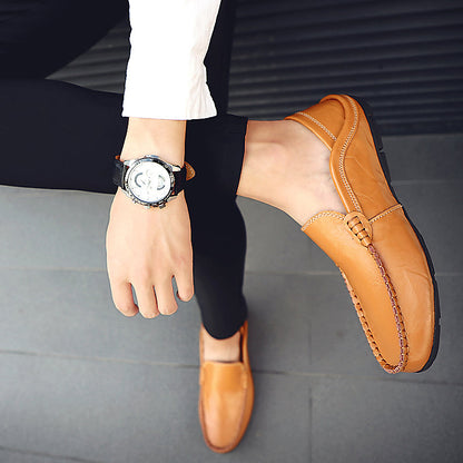 Summer Men Casual Shoes Leather Moccasins Breathable Slip on Boat Shoes Italian Luxury Brand Mens Driving Loafers Size 37-47