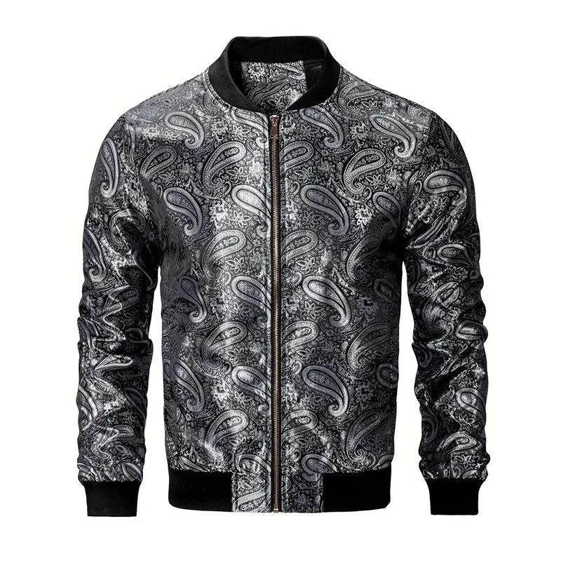 Gold Paisley Jacket Men's Clothing 3D Printed Colorful Long Sleeve Zipper Jackets Luxury Graphic Street Trend Autumn Bomber Coat
