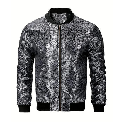Gold Paisley Jacket Men's Clothing 3D Printed Colorful Long Sleeve Zipper Jackets Luxury Graphic Street Trend Autumn Bomber Coat
