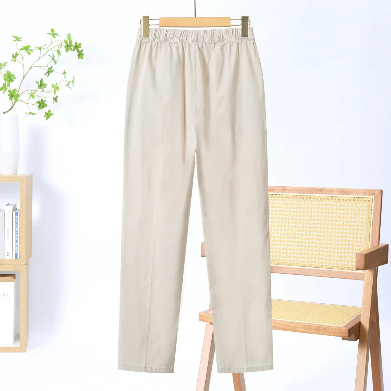 Summer Casual Washed Cotton Women's Plus Size Pants 2025 Elastic Waist Office Casual Outdoor Trousers Breathable Cool Clothing