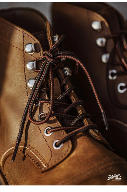 Full-Grain Leather 8111 Ankle Boots Retro Genuine Leather Paratrooper Motorcycle Boots for Men's Fall Winter Casual Shoes