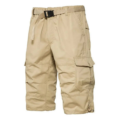 Men Summer Capri Pants Men Plus Size Multi Pocket Cargo Shorts Men Casual Outdoor Breathable Lightweight Daily Wear Street Style