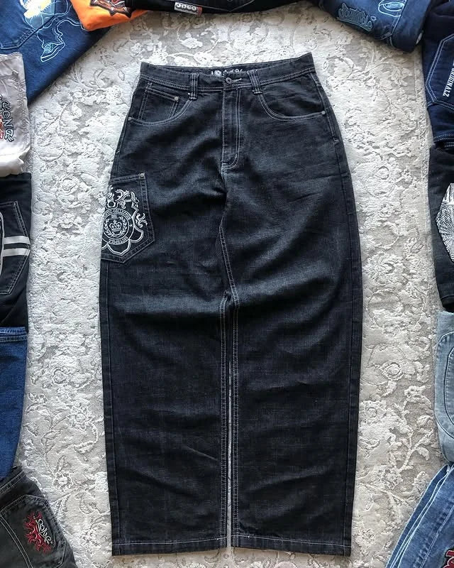 Southpole Baggy Jeans Mens Hip-Hop Multiple Pockets Overalls Retro Embroidery Harajuku Street Wear Oversized Printed Denim Pants