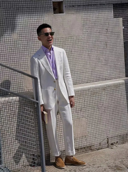 Summer Thin Retro Men's Breathable Linen Small Suit Italian Retro Slim Casual Blazer Trendy