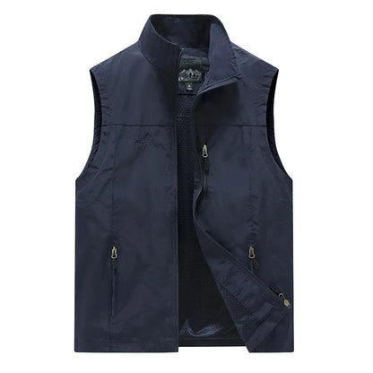 Spring New Men Waistcoat Outdoor Leisure Solid Color Vest Young Middle-aged Photography Fishing Casual Vest Jacket Male