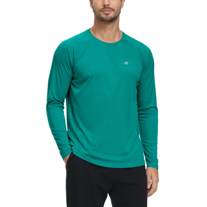 Men UPF 50+ Long Sleeve T-Shirt, Rash Guard Breathable Tops, Pullover Shirt for Sport Fishing Hiking Running Beach Surfing