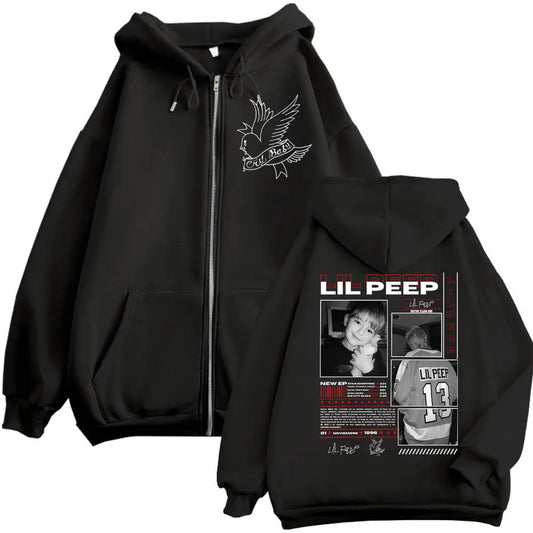 Rapper Lil Peep Merch Zipper Hoodies Fashion Hip Hop Vintage Zip Up Jacket Pullovers Men Women Casual Long Sleeve Sweatshirts