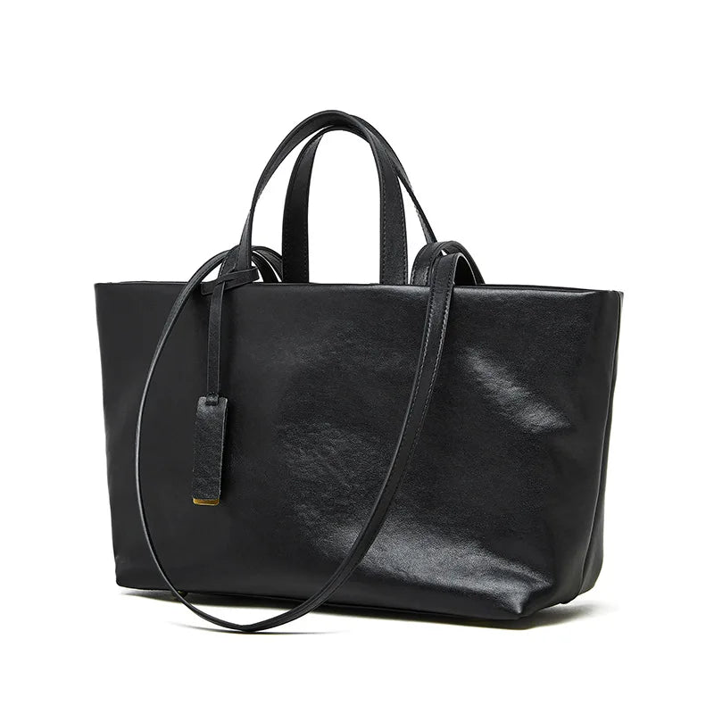 Luxury Women's Shoulder Bag Soft Leather Large Capacity Square Fashion Tote Bag Korean Fashionable Handbag Shopping Underarm Bag