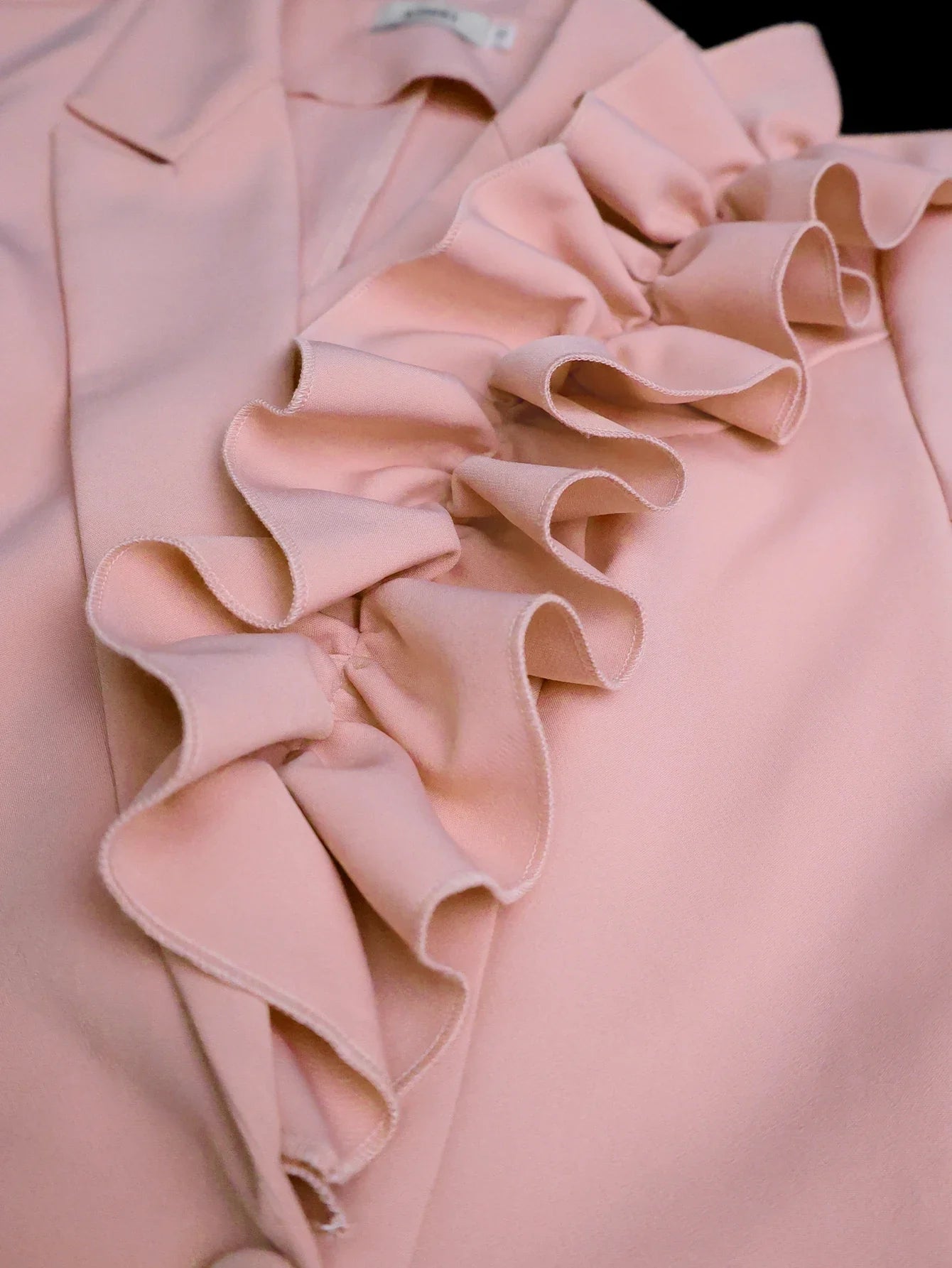 Women Ruffle Suit Blazer Jacket Long Sleeve Pink Elegant Slim Fit Office Outfits Formal Business Wear Tops for Autumn Winter