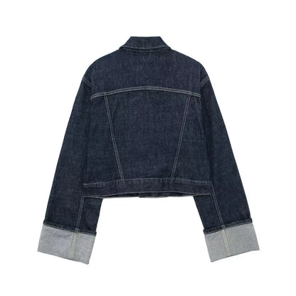 Women's High-Waisted Jeans Slim Trailing Trousers Rolled Leg Denim Pant Fashion Lady High Street Casual Wide-Leg Jeans