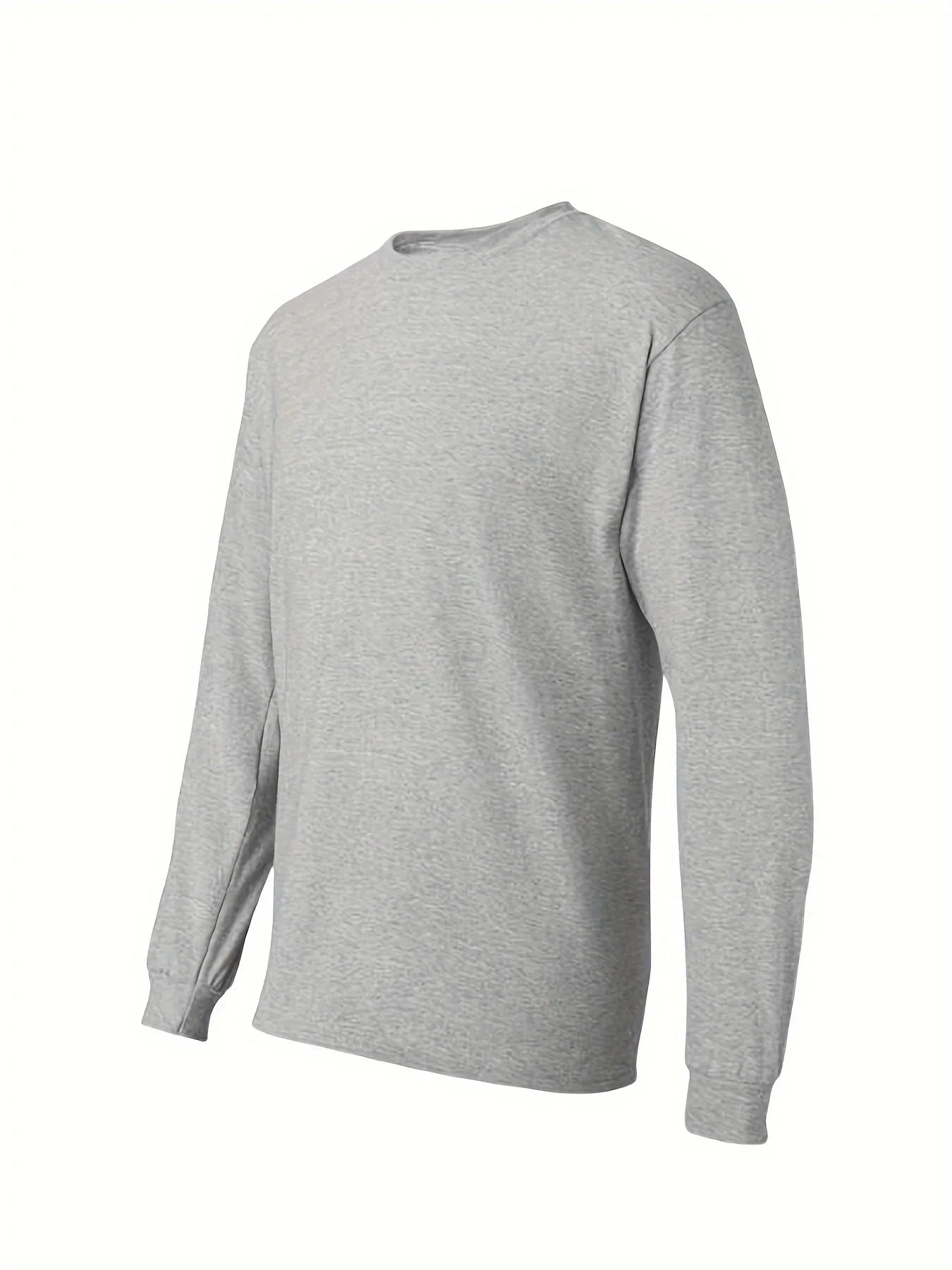Men's essential long sleeved pure cotton T-shirt, round neck cotton T-shirt,