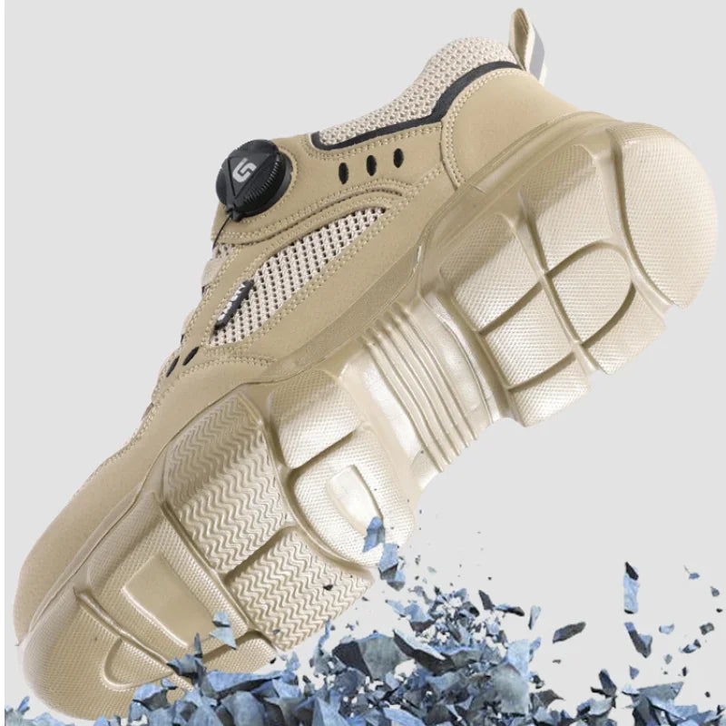 Rotating button Protection Shoes Breathable in summer Safety Shoes Men Anti-smash Anti puncture Work Sneakers Steel toe shoes