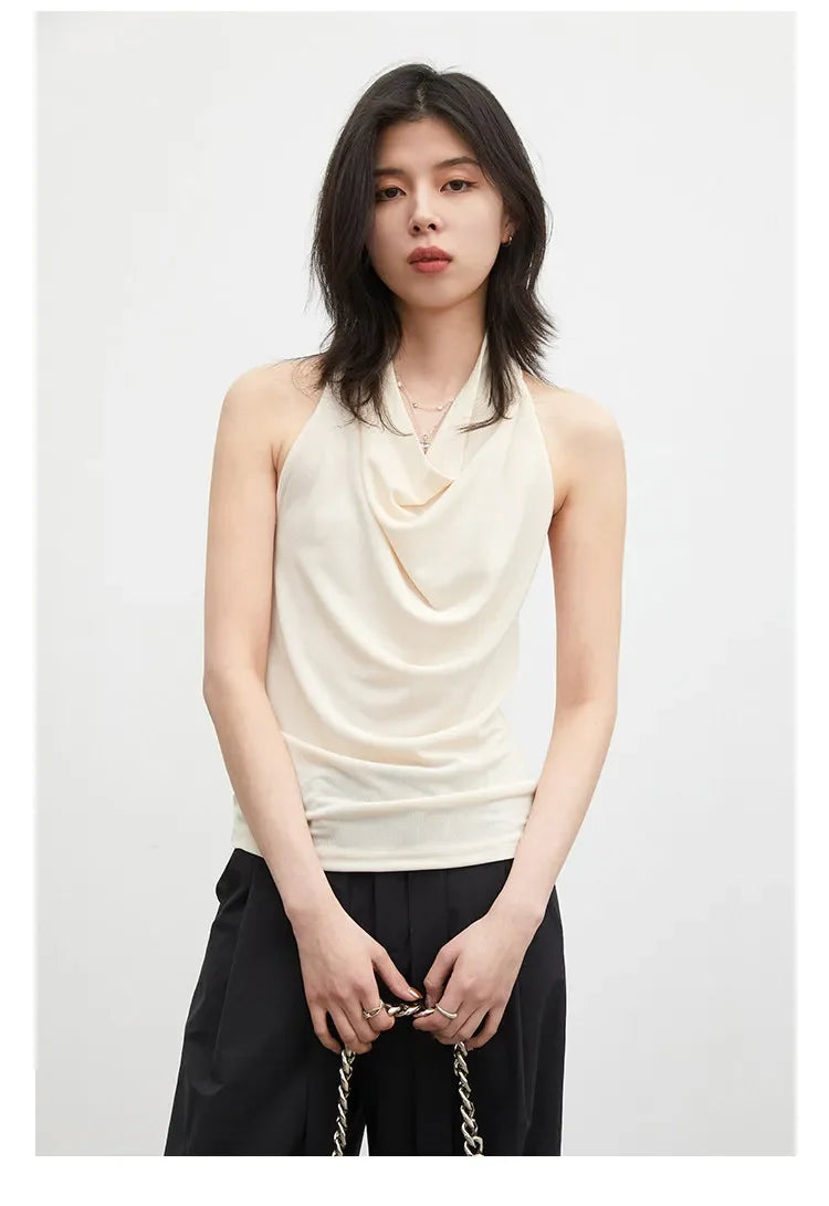 Fashion Women Tanks New Swinging Collar Hanging Neck Camis Slim Backless Sexy Suspender Female Vest Spring Summer 2026