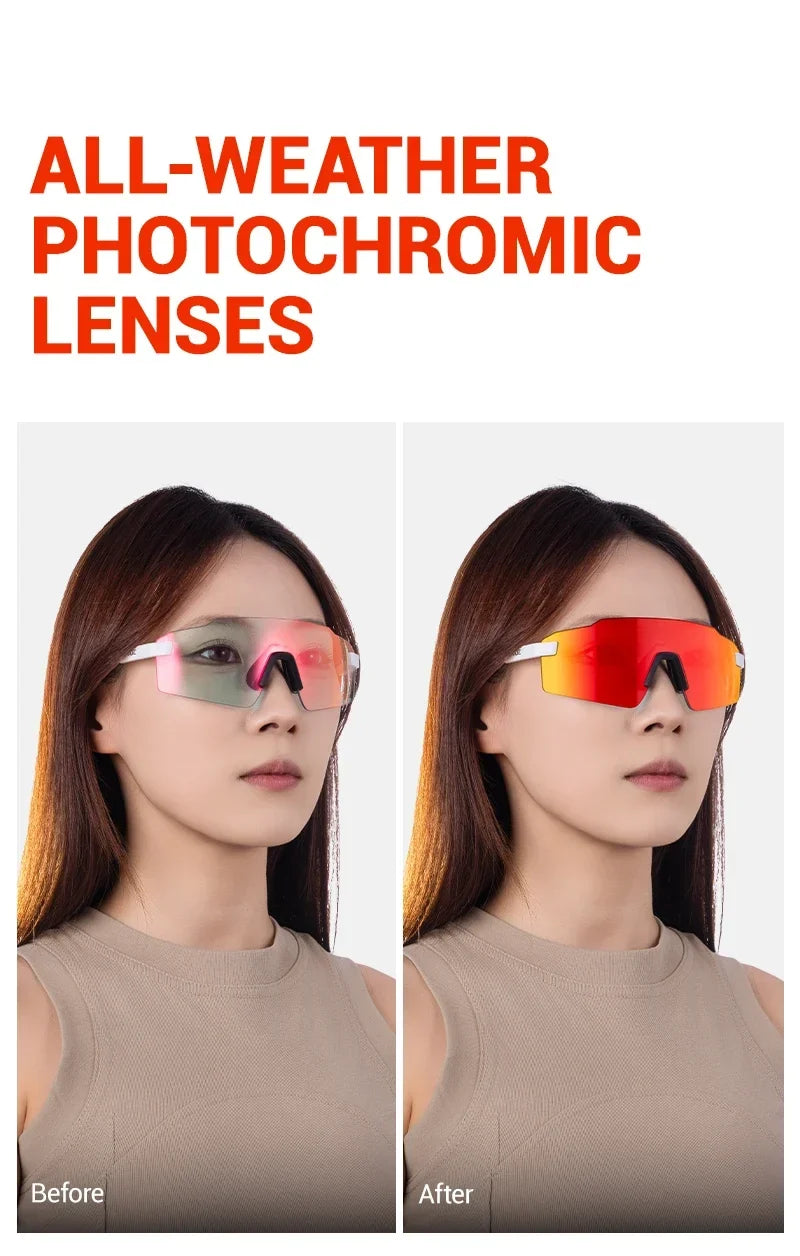 Fashion Sunglasses for Men Photochromic Runnning Glasses Light-Weight Cycling Glasses Bike Women UV400 Hiking Eyewear