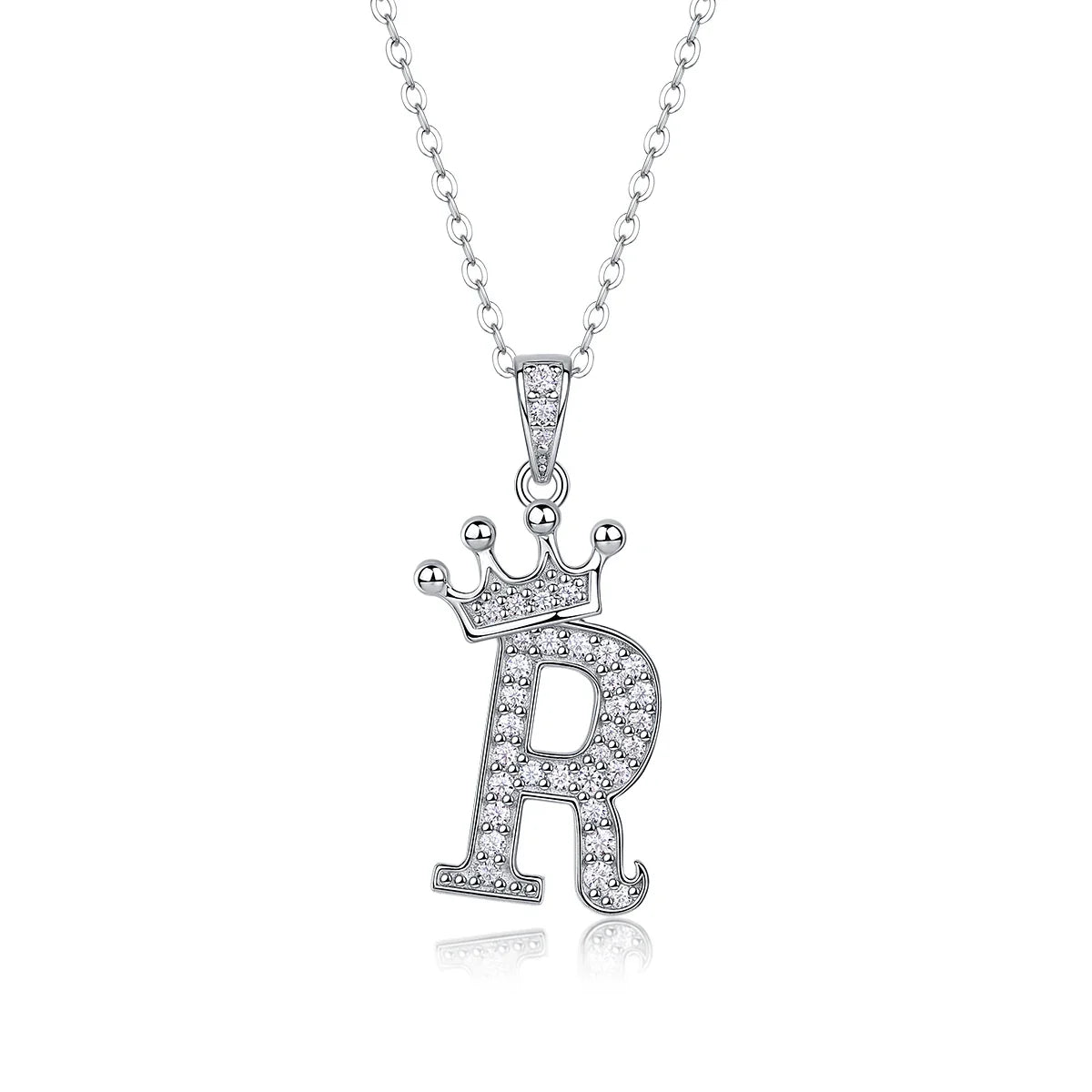 925 Silver Initial Necklace Sparkling Full Moissanite Diamond Pendant Charm Necklaces for Women Letter Name Choker Jewelry Gift
