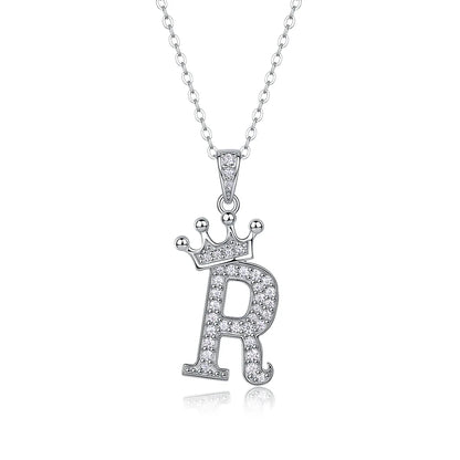 925 Silver Initial Necklace Sparkling Full Moissanite Diamond Pendant Charm Necklaces for Women Letter Name Choker Jewelry Gift
