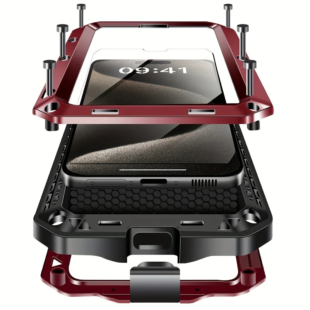 Metal Doom Armor Case for iPhone 17 16 15 14 13 Pro Max 360 Full Body Shockproof Armour Protective Cover