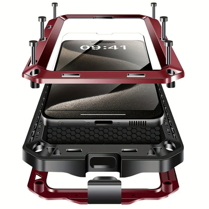 Metal Doom Armor Case for iPhone 17 16 15 14 13 Pro Max 360 Full Body Shockproof Armour Protective Cover