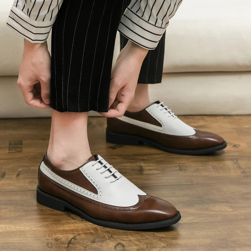 Spring black white leather shoes for men High quality wedding Dress shoes Business office loafers men shoe Luxury designer shoes