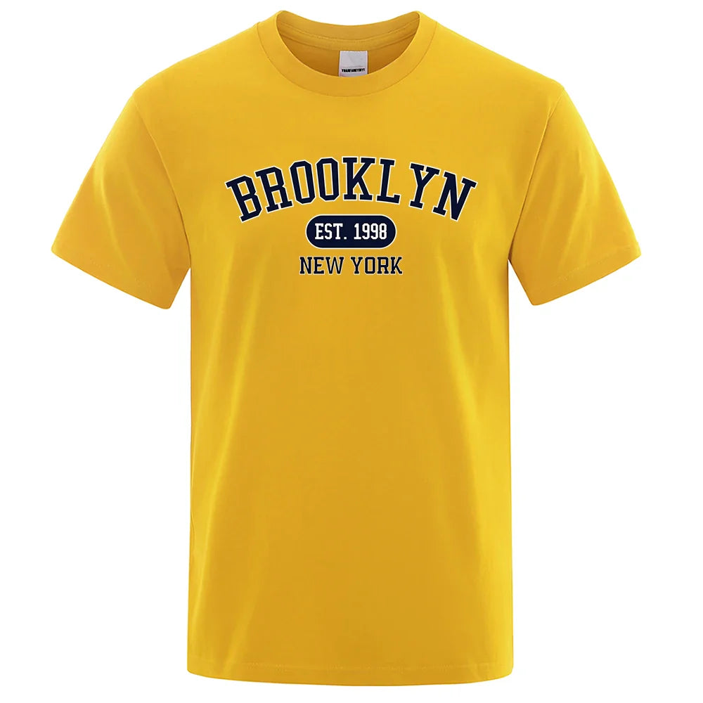 New York Letter T Shirts Man Casual Crewneck Streetwear Breathable Fashion Summer Tops Cotton Loose T-Shirts
