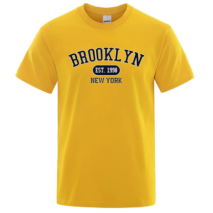 New York Letter T Shirts Man Casual Crewneck Streetwear Breathable Fashion Summer Tops Cotton Loose T-Shirts