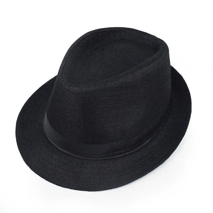New Summer Linen Fedora Jazz Hat British Style Unisex Straw Hat Beach Sun Hat Sun Protection Korean Style Sun Hat