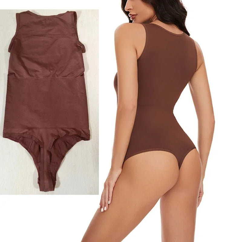 Halter Neck Body Shaper Suits Open Crotch Thong Shapewear Body Shapers Tummy Control Bodysuit Cupless Stretchy Jumpsuit