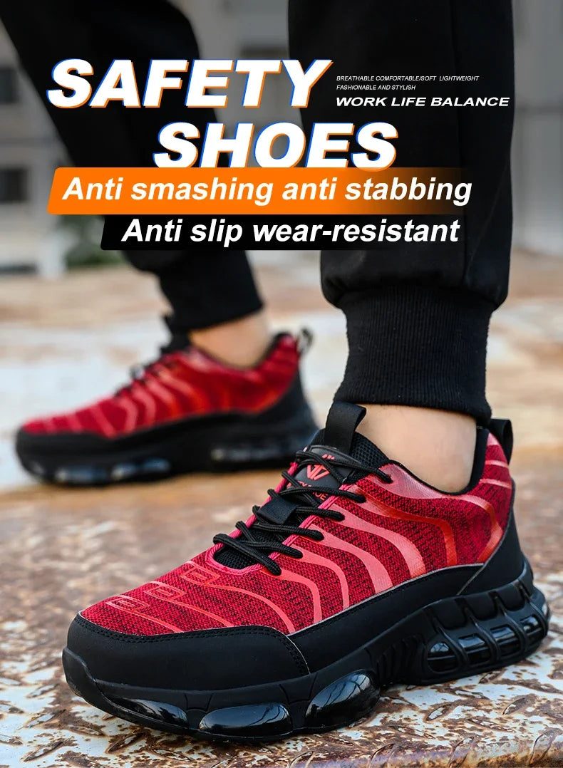 New 2024 Fashion Steel Toe Work Safety Shoes For Men Anti-smash Anti-puncture Indestructible Sneakers Protective Male Footwear