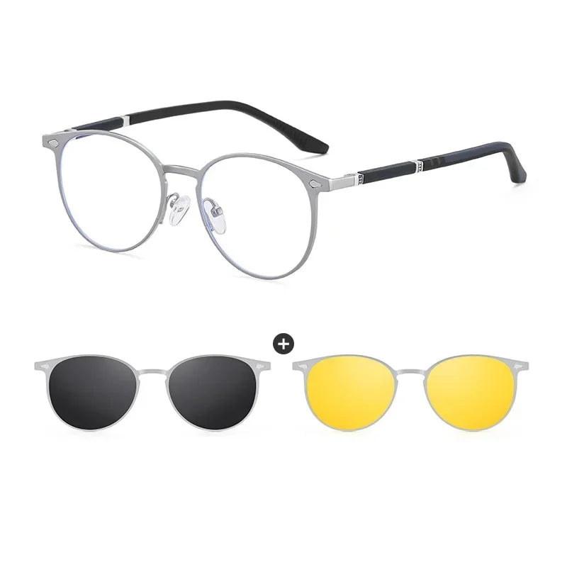 New Style 3 In 1 Metal Magnet Clip On Polarized Sunglasses Men Women Luxury Brand Design Sun Glasses Frame Eyewear UV400