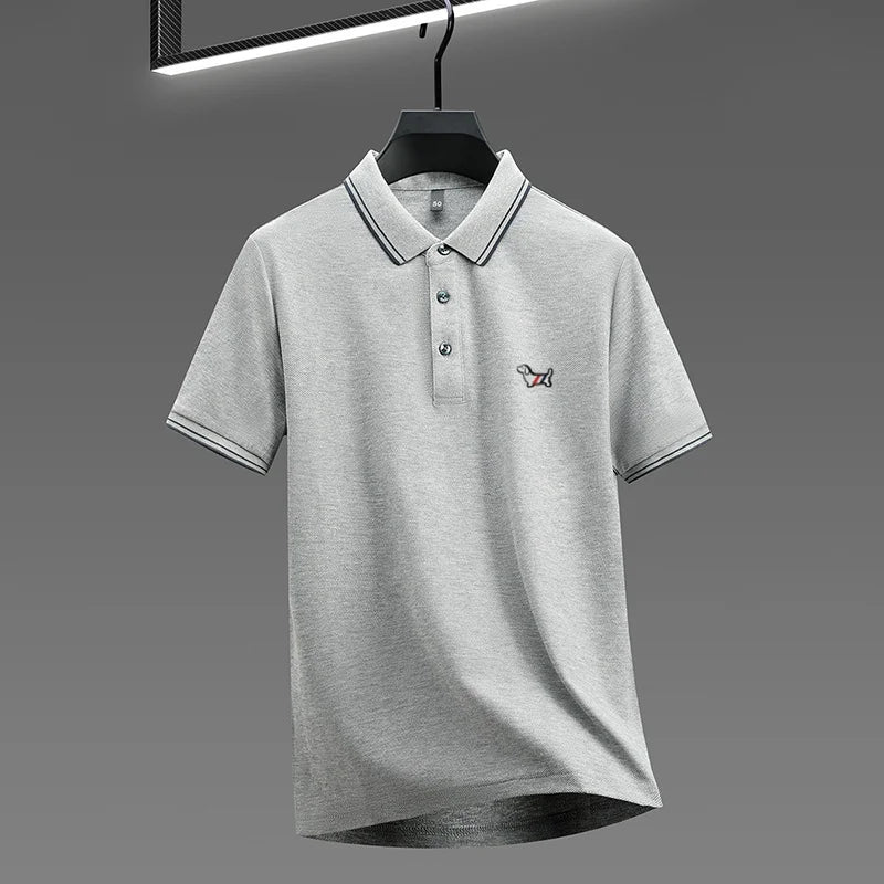 100% pure cotton summer new men's trendy shortsleeved luxury customized business casual polo shirt designer brand badge T-shirt