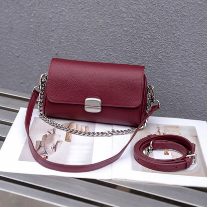 Supple Genuine Leather Women's Barrel Crossbody Bag - Commuter-Friendly Small Chain Strap Shoulder Bag for Everyday Chic