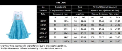 Elsa Anna Princess Dress Girls Cosplay Mesh Sequin Costumes Kids Snow Queen Halloween Carnival Birthday Party Gowns 12Y