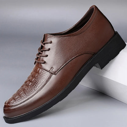Luxury Brand Men Casual Flats Genuine Leather Business Oxford Shoes Antiskid Gentleman Shoes Crocodile Pattern Formal Dress Shoe