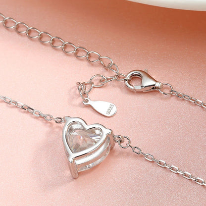 1CT 2CT 3CT Heart Cut Certified Moissanite Necklace for Women 18k Gold Plated Jewelry Sterling Silver S925 Pendant Chain