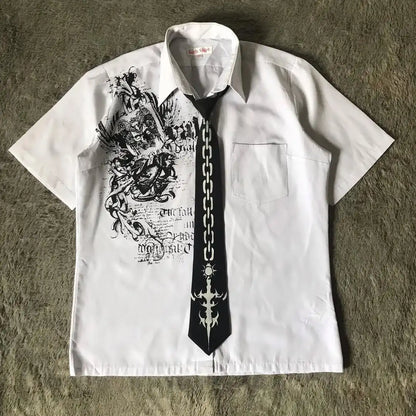 Mens Gothic Style Black White Graphic Text Print Casual Basic T Shirt Street Urban Summer Teen Youth Short Sleeve Comfortable