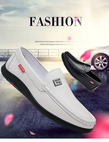 2026 New Solid Color Business Casual Shoes for Men Spring Autumn Soft Leather Shoes Male Fashion Light Driving Shoes Man