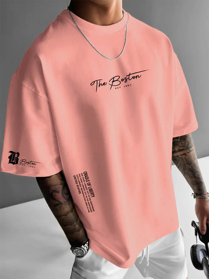 2026 Summer New Men's T-shirt with 3D Letter Pattern Printing Street Casual Fashion Comfortable Soft Breathable