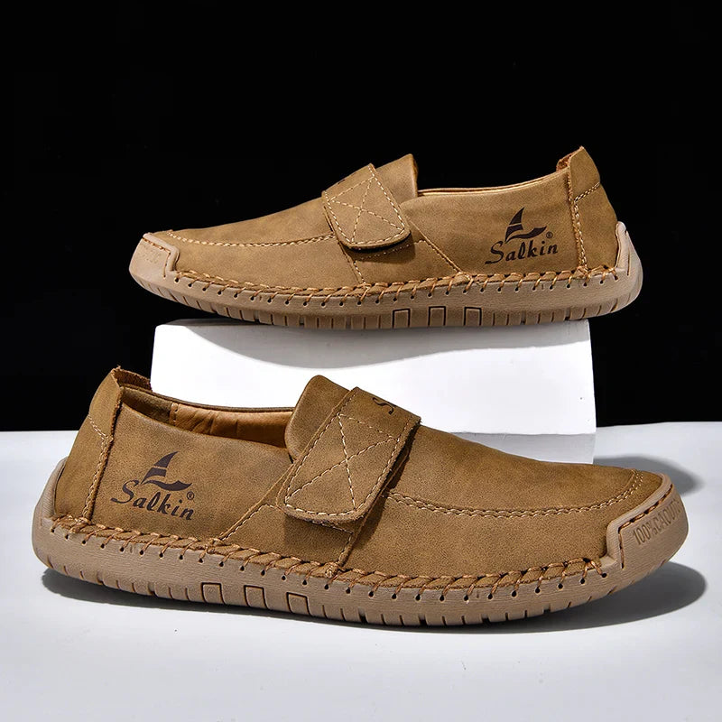 Men's Slip On Loafers Soft Leather Preppy Lightweight Breathable Driving Shoes Non Slip Daily Fashion Casual Outdoor Sneakers