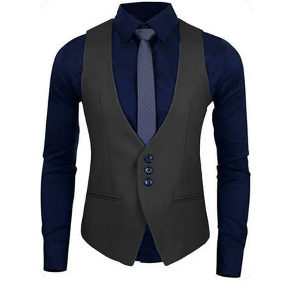 Men Vest White Solid Color Single Button Waistcoat For Wedding Business Banquet Work Formal Casual Men Suit Vest