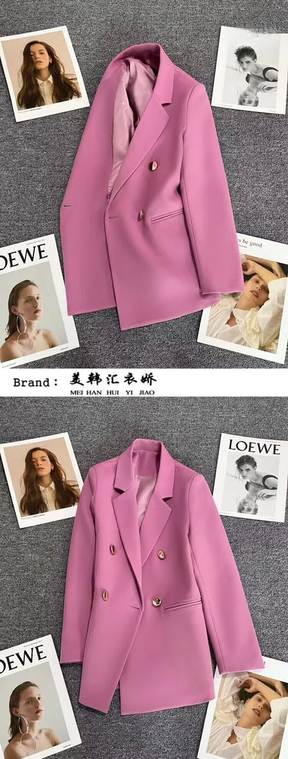 Casual Plaid Women's Suit Jacket Spring Autumn New Style Large Size Street Style Top Quality Polyester Commute Style Fashionable