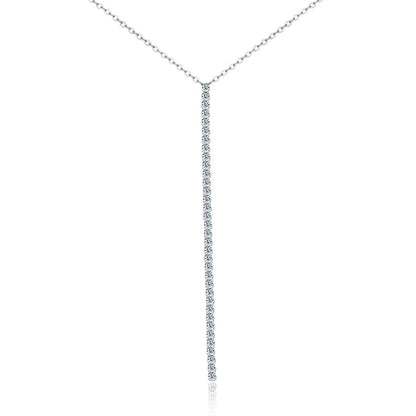 2mm Moissanite Necklaces for Women Long Bar Line Pendant Drop Y Chain Dainty Jewelry GRA s925 Sterling Silver Necklace