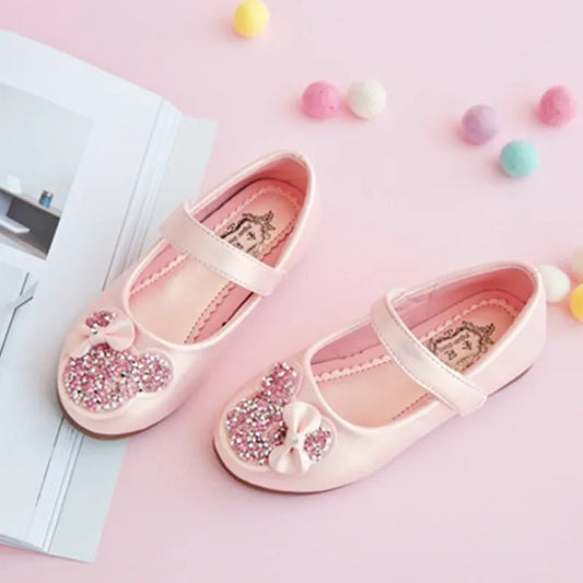 Girls Leather Shoes for Party Wedding Children Rhinestone Shoes Kids Princess Sweet Shoes 2025 Spring Autumn Brand Classic 26-38