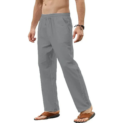 Cotton and Linen Pants Men Summer Straight Leg Casual Quick Drying Sports Pants Men Wide Leg Oversized Linen Pants 2025 New Item
