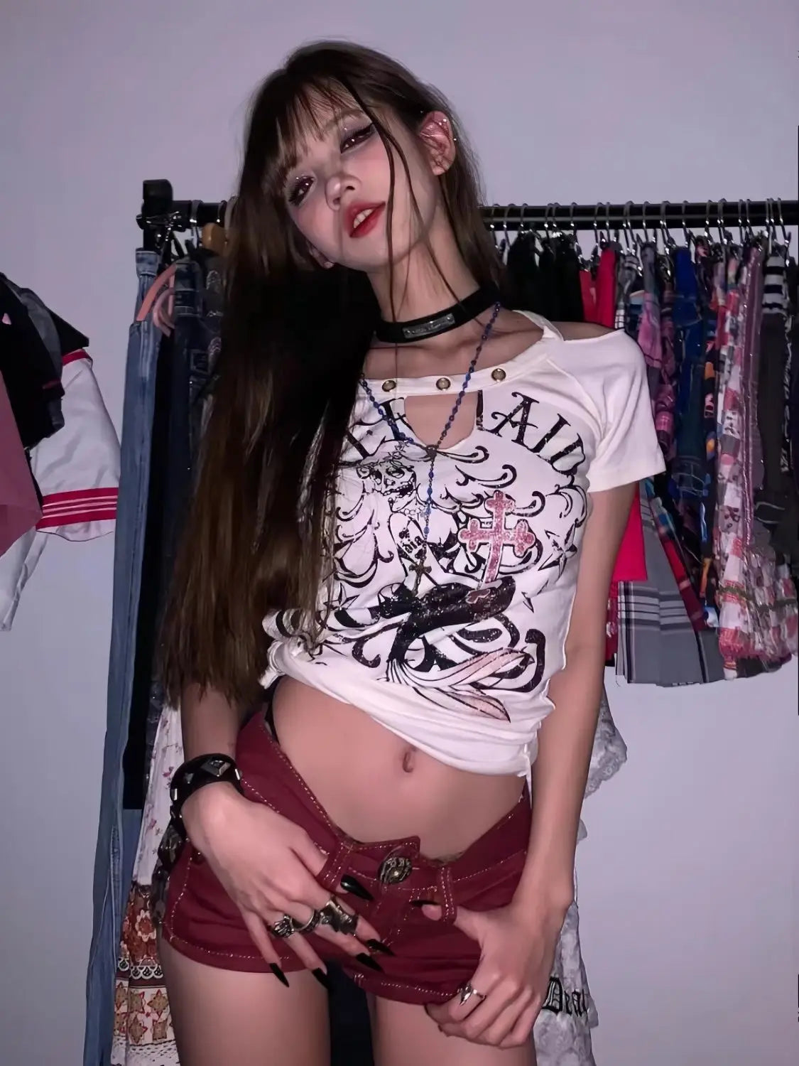 Sexy Leopard Print Red Denim Shorts Women's Summer Retro Low-Rise Hot Pants Ropa Mujer Y2K Shorts Jeans
