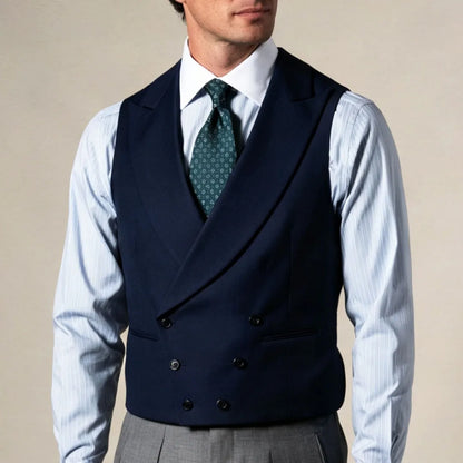 Men Vest Gray Double Breasted With Lapel Solid Waistcoat For Wedding Banquet Business Work Office Casual Daily Men Suit Vest