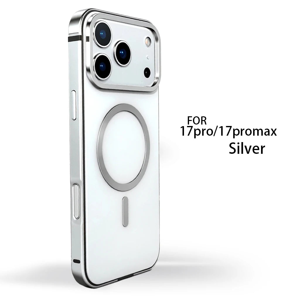 High End Magnetic Original Color Backplate Phone Case, For IPhone 17 Pro 17 Promax Metal Frame Anti Drop Protection Hard Case