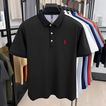 High end designer brand short sleeve polo shirt men's summer breathable trend golf pony embroidery business casual Paul T-shirt