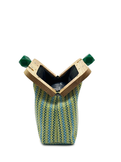 Colorful Striped PP Straw Clucth Bag for Women Wooden Clip Shell Shoulder Crossbody Bags Casual Weave Summer Beach Bag 2026