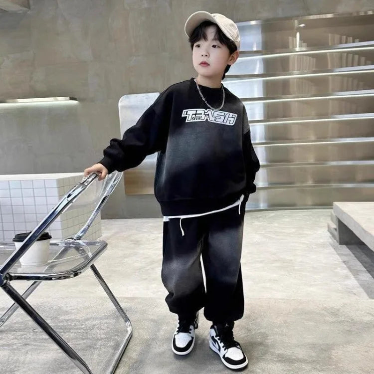 Printed Sweatshirt Set Kids Autumn Winter Clothes Boys Suit Boy Men's Children's Sets Clothing Outdoor Outfit Top Bottom Child